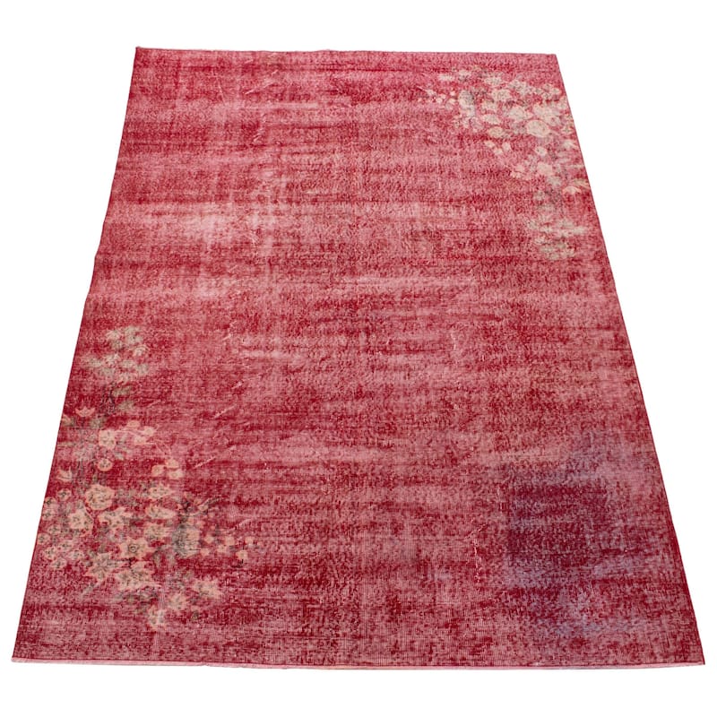 ECARPETGALLERY Hand-knotted Melis Vintage Dark Red Wool Rug - 6'9 x 10'6