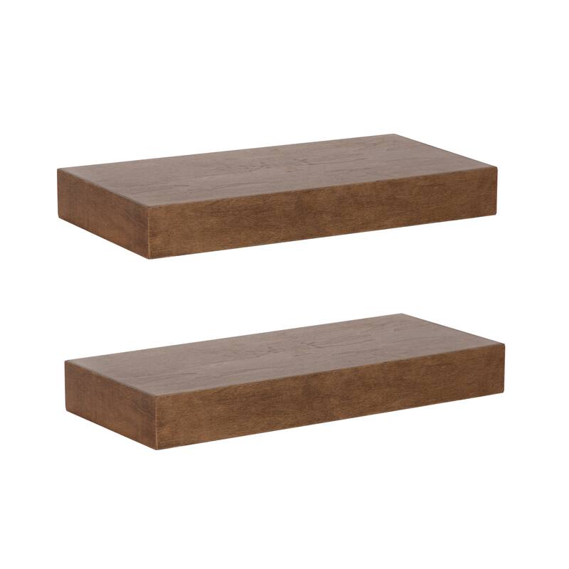 Kate and Laurel Havlock Wood Shelf Set - 2 Piece 18 inch - Rustic Brown