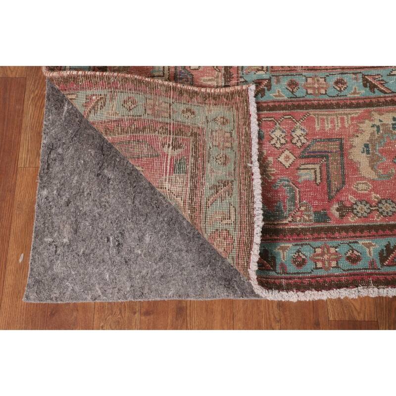 Distressed Gold Tabriz Persian Vintage Rug Handmade Wool Carpet - 8'3"x 10'8"