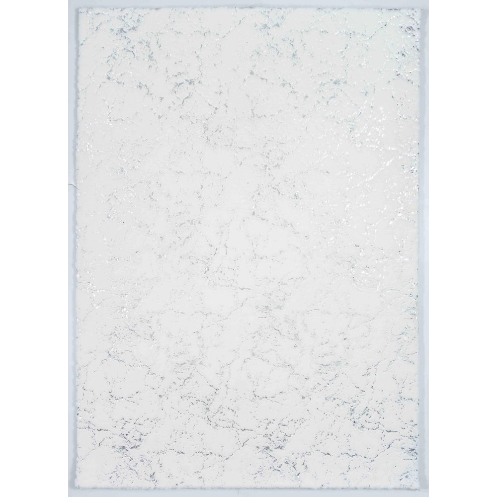 Chryso Collection Abstract Faux-Fur Rug with Foil