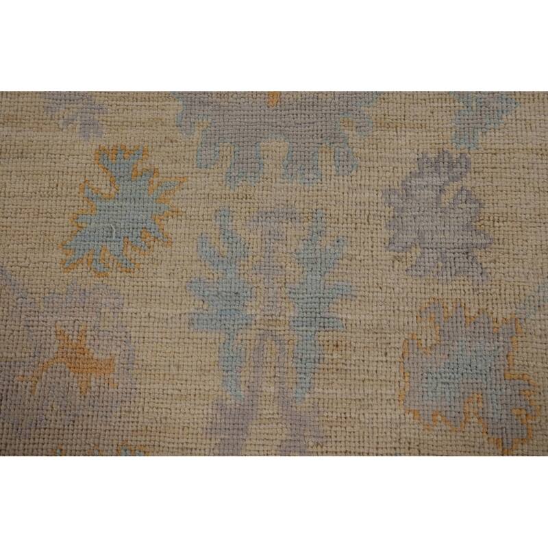 Oushak Vegetable Dye Runner Rug Hand-Knotted Wool Carpet - 3'1"x 11'6"
