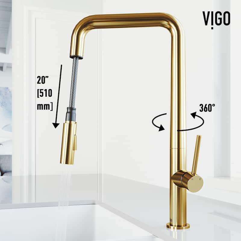 VIGO Parsons 18" H Single Handle Pull-Down Sprayer Kitchen Faucet