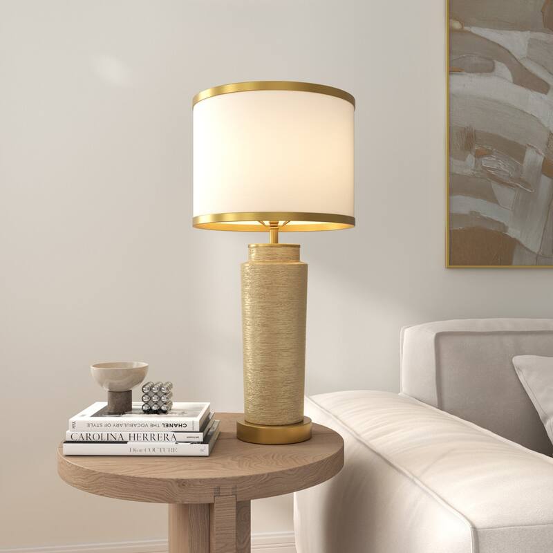Acroma 25 '' Modern Ceramic Table Lamp with USB Ports - 1-light - Gold