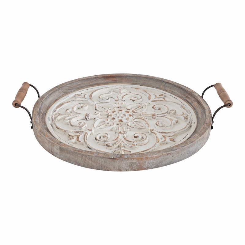 Kate and Laurel Hillrose Wood Decorative Tray - 21x18 - White
