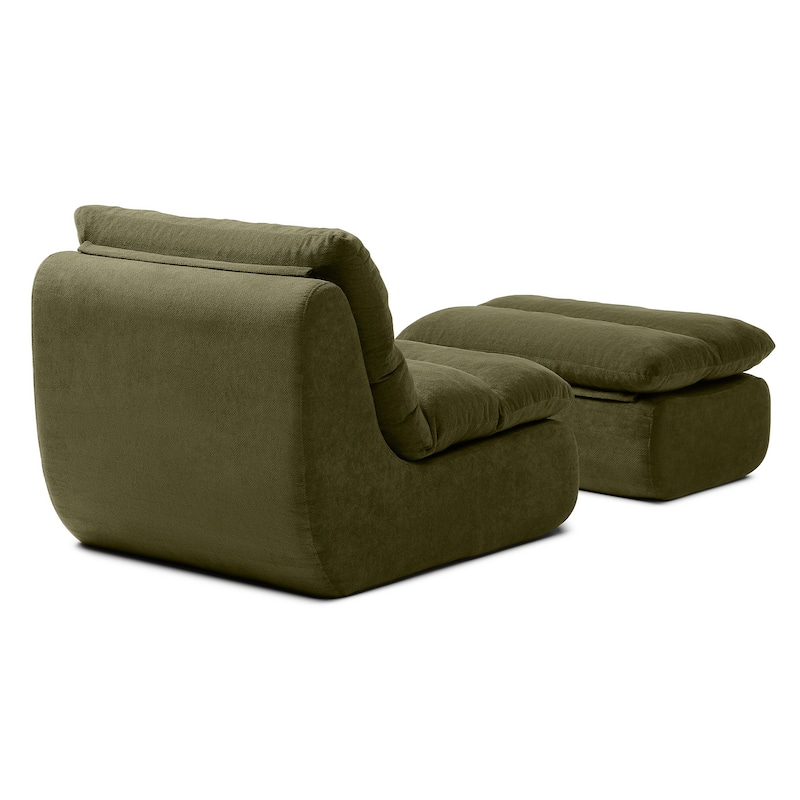 32"Bean Bag Chair with Ottoman, Big Chaise Lounge Chairs for Adults,Tufted Upholstered Lazy Sofa