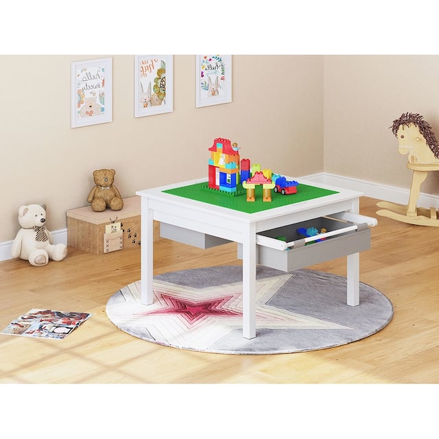 UTEX-2 in 1 Kids Activity Lego Table with Storage and Drawes