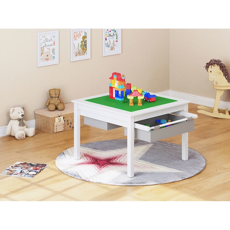 UTEX-2 in 1 Kids Activity Lego Table with Storage and Drawes