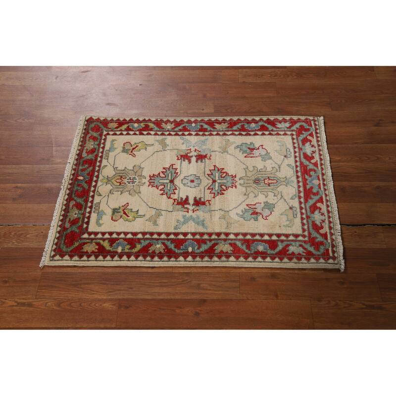 Geometric Kazak Accent Rug Handmade Wool Carpet - 2'0" x 3'0"