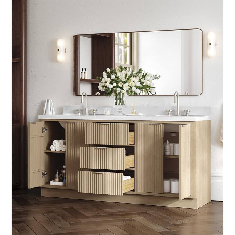Ariel P72DCQRVO Milan 72" Free Standing Double Basin Vanity Set with