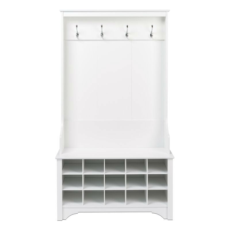 Honey-Can-Do Entryway Hall Tree Bench with Shoe Storage White