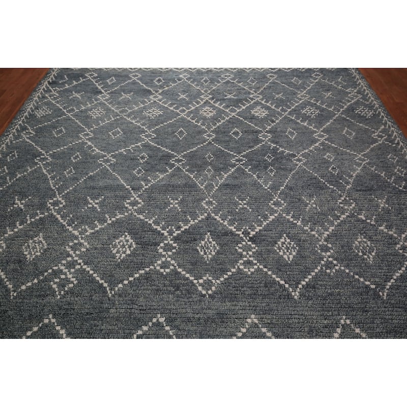 Trellis Moroccan Oriental Area Rug Hand-Knotted Wool Carpet - 8'1" x 9'9"