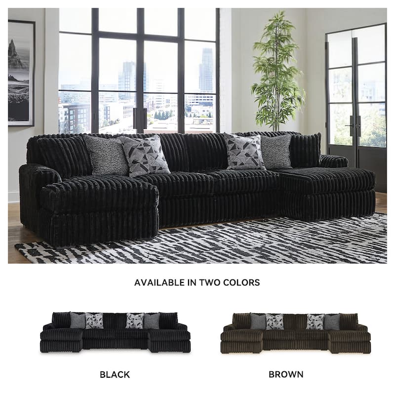 Signature Design by Ashley Midnight-madness 3-Piece Sectional with Chaise - 150" W x 65" D x 40" H