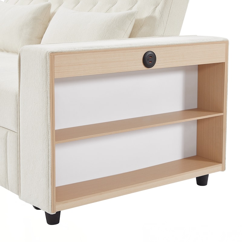 Pull-out Sofa Bed Convertible Couch Loveseat Sofa Modern Sleeper Sofa with Adjustable Backrest for Living Room