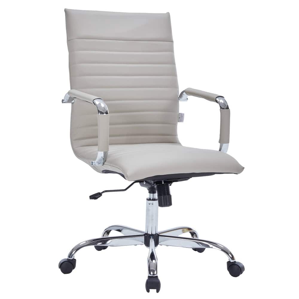 Harris Modern High-Back Leather Executive Office Desk Chair with Stainless Steel Frame, Adjustable Height, Tilt Lock, & Swivel