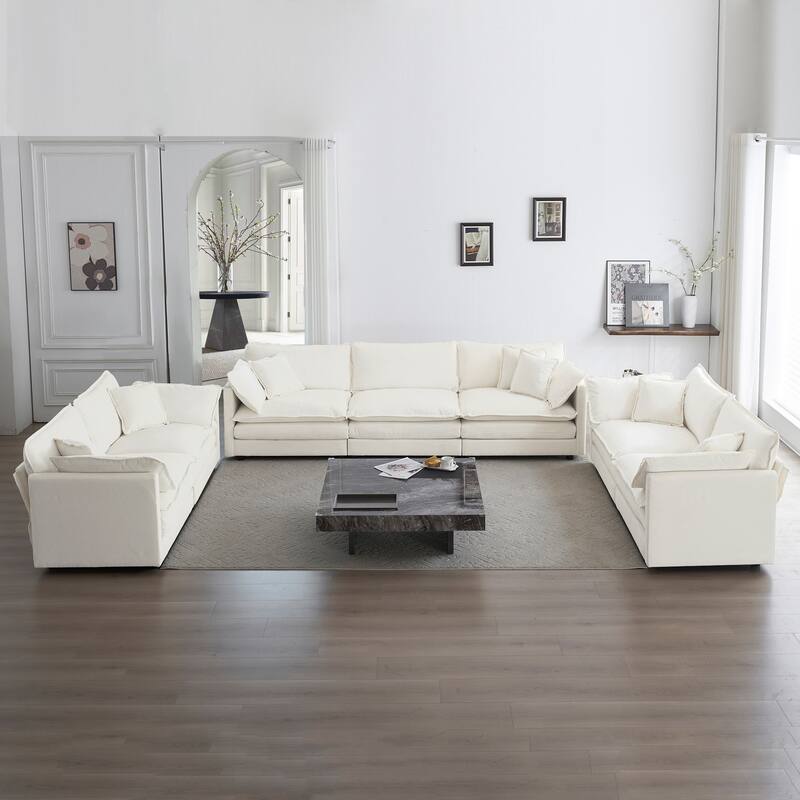 Cloud Chenille Upholstered Modular Sectional Sofa with DIY Combination Design