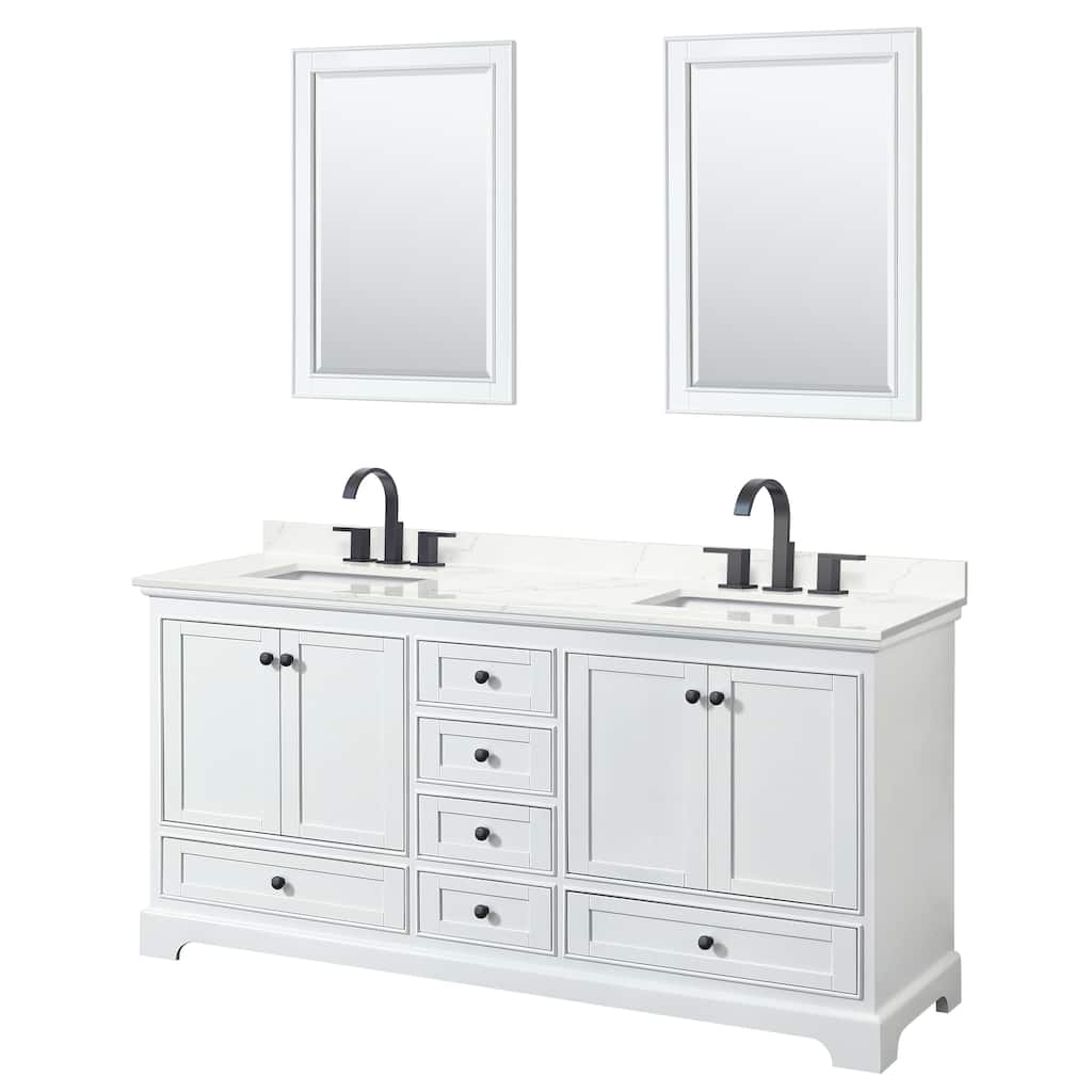 Deborah 72-inch Double Vanity, Quartz Top, 24-inch Mirrors