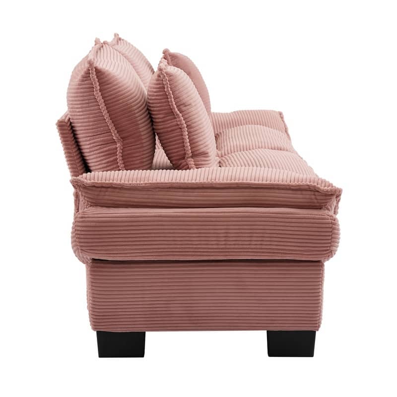 Oversized Corduroy Loveseat Sofa - 84" Wide Deep-Seat Couch with Pillows for Living Room, Apartment, Office