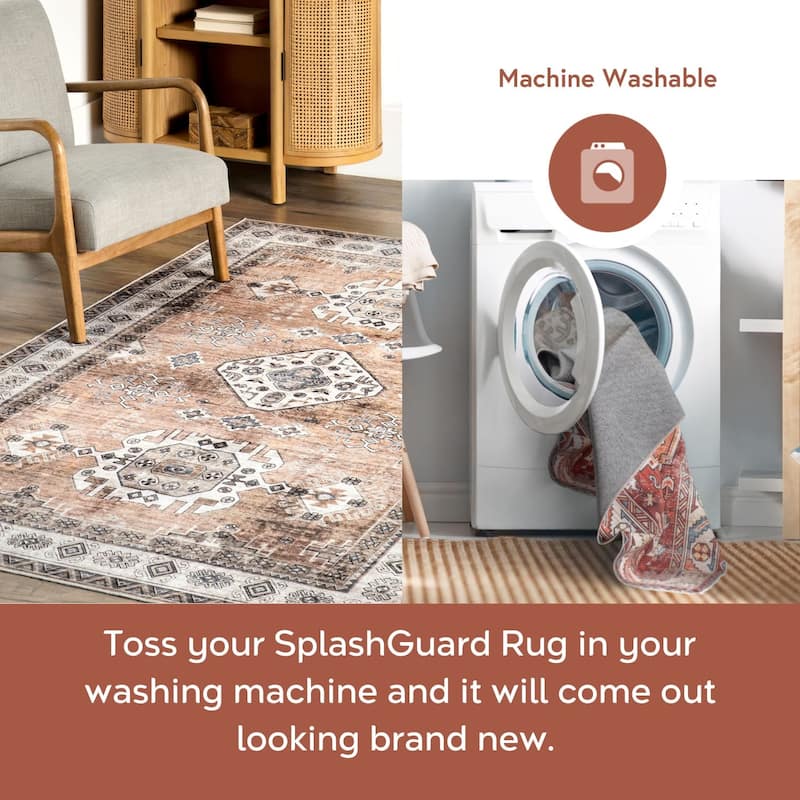 Nuloom Evelina Traditional SplashGuard Machine Washable Area Rug
