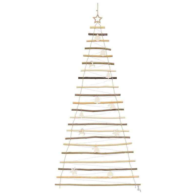 vidaXL Christmas Tree with LEDs Natural Solid Ash wood