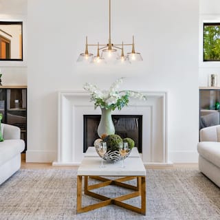 Mola Modern Gold 5-Light Wheel Glass Chandelier Island Lights for Dining Room - D 31.5" x H 11.8"  