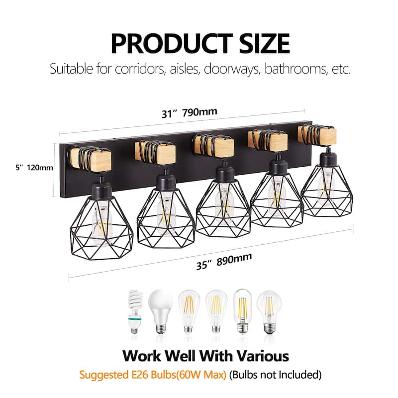 31" Modern Geometric 5-Light Vanity Light Fixture
