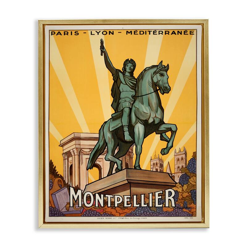 Stupell Montpellier Vintage Advertisement Framed Floater Canvas Wall Art Design By Marcus Jules - 25 x 31 - Gold