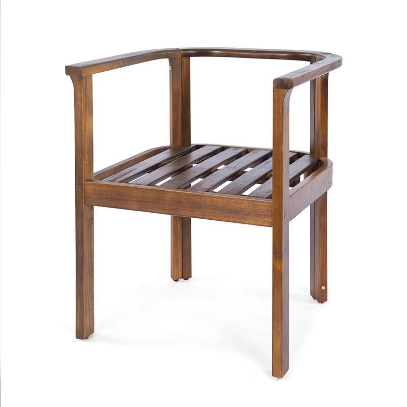 Christopher Knight Home - 7-Piece Outdoor Acacia Wood Dining Set with Curved Arm Chairs & 71" Expandable Dining Table