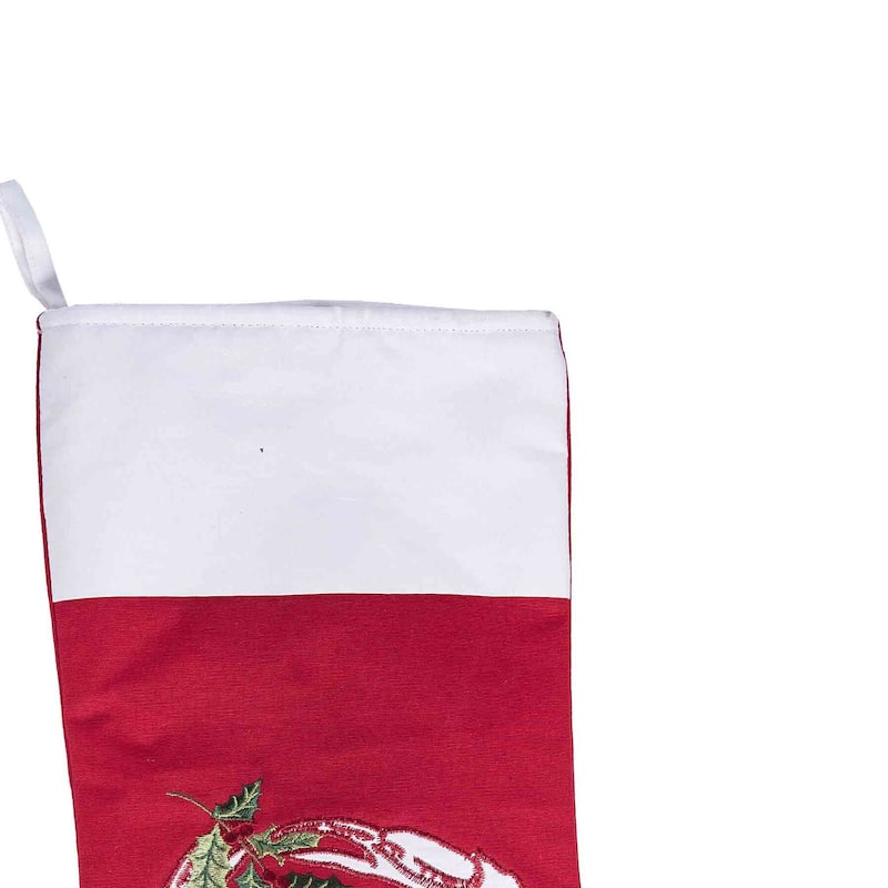 8.5" x 20" Holiday Crab Holding Holly Branch Christmas Stocking