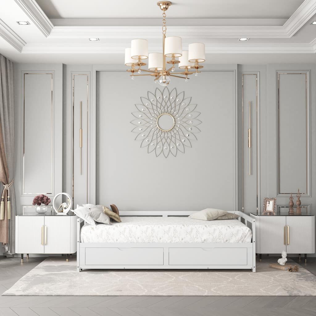 Modern Wooden Daybed with Trundle Bed