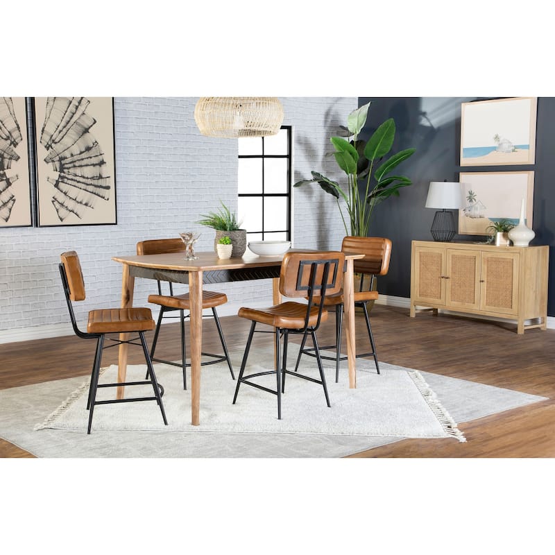 Partridge Natural Sheesham and Camel Rectangular Counter Dining Set