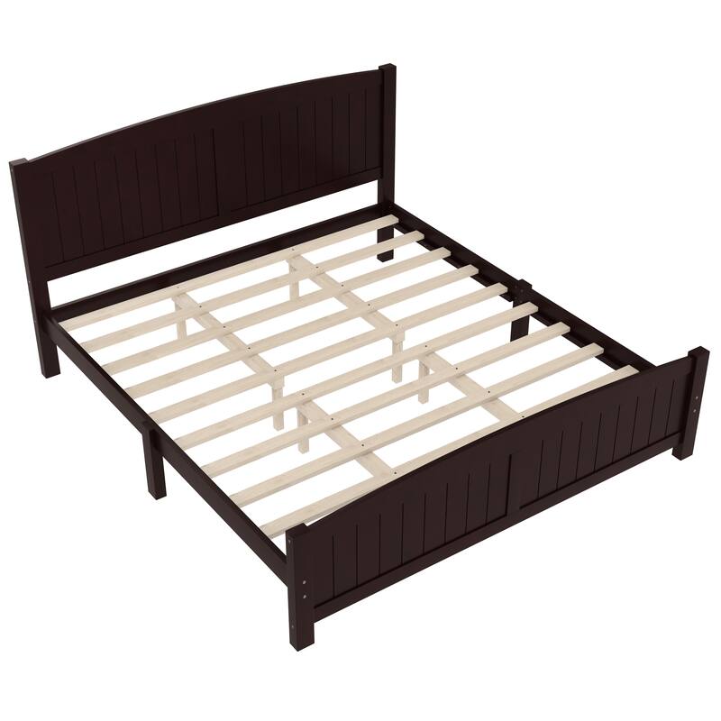 King Size Platform Bed, Solid Wood Platform Bed with Support Slats and Strong Structure, No Box Spring Needed