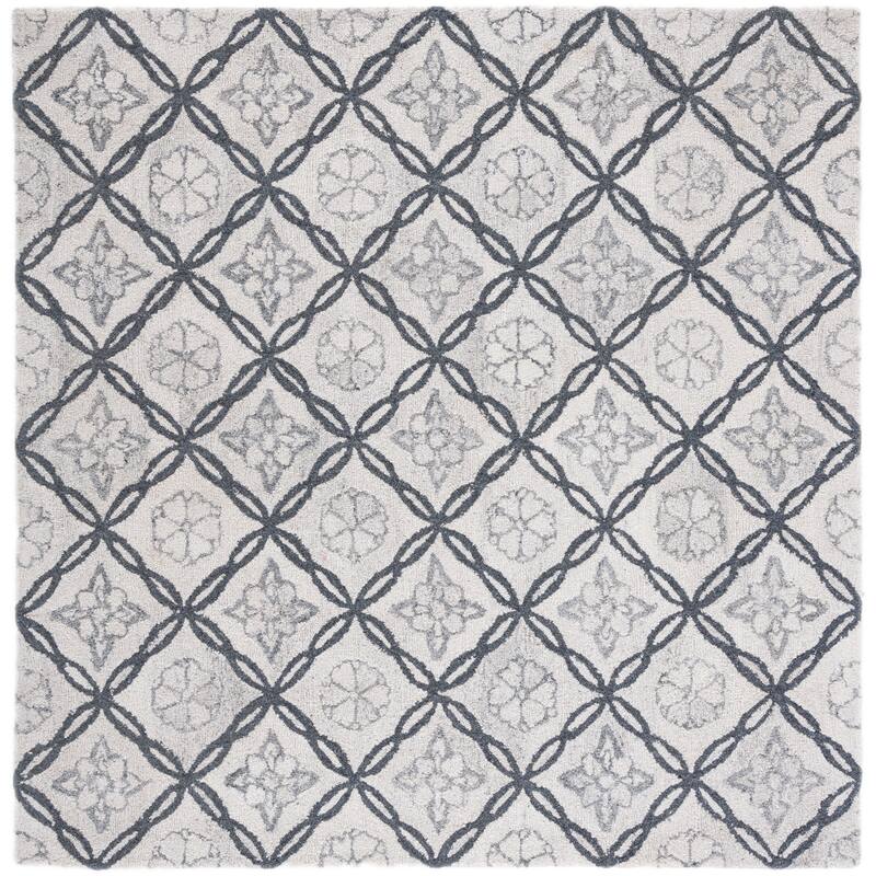 SAFAVIEH Handmade Marquee Nigel Trellis Rug - 6' Square - Ivory/Grey
