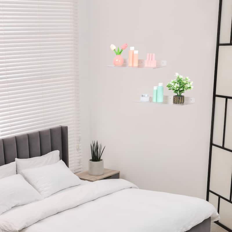 Acrylic Floating Shelves for Wall, Clear Acrylic Shelves for Bathroom Bedroom Living Room, and Kitchen Wall Display Shelf Clear