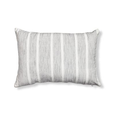 16"x12" Black Woven Linea Stripe Lumbar Yarn Dyed Cotton Accent Decorative Throw Pillow Poly Filled Removable Insert Rectangle