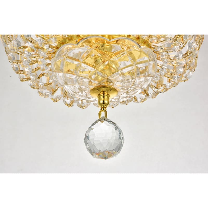 Elegant Lighting Crystal Chandelier Gold Flush Mount Light