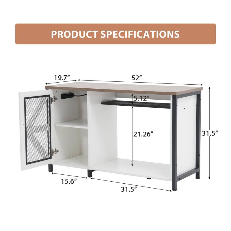 52 Inches Metal Fish Tank Stand With Electrical Outlet For Storage Of Fish Tank Accessories