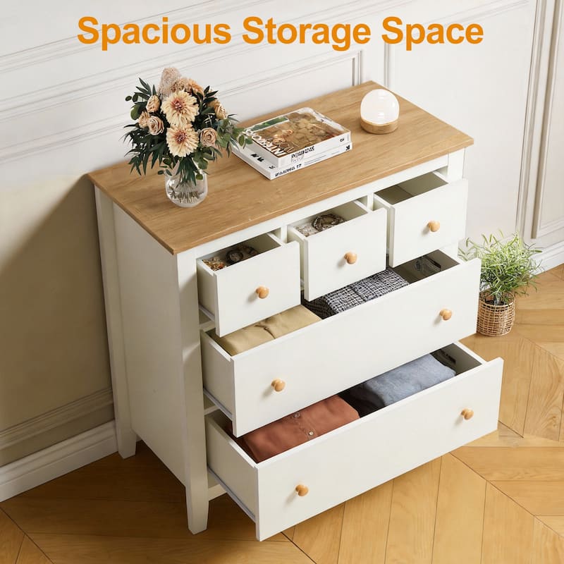 5 Drawer Dressser with Solid Wood Knobs