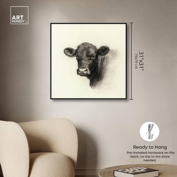 dimension image slide 20 of 24, Darkness in Detail of Cow Canvas Animal Art Prints by Art Remedy