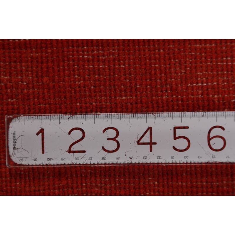Red Modern Gabbeh Oriental Rug Hand-Knotted Wool Carpet - 3'3" x 4'11"