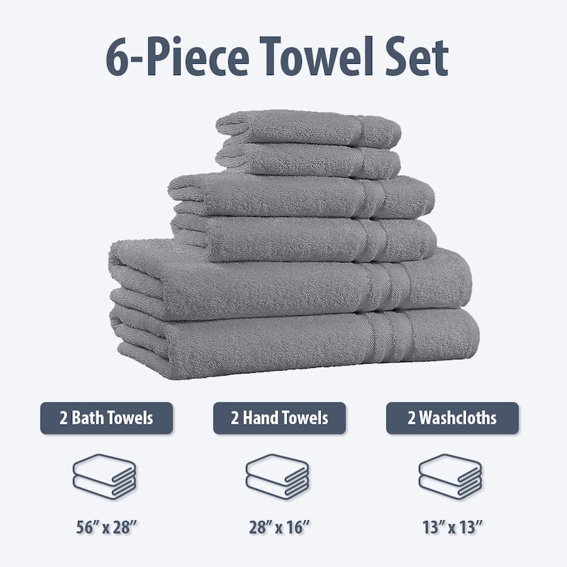 Home Sweet Home 6-Piece 650 GSM Cotton Bath Towel Set