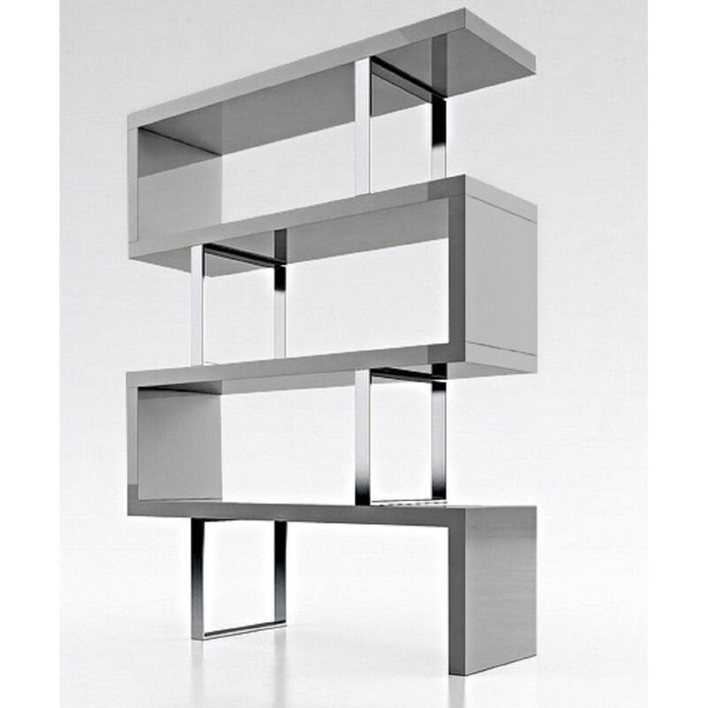 Cube Collection Oak Veneer Display Bookshelf with Metal Accents - 51''X16'' - Grey