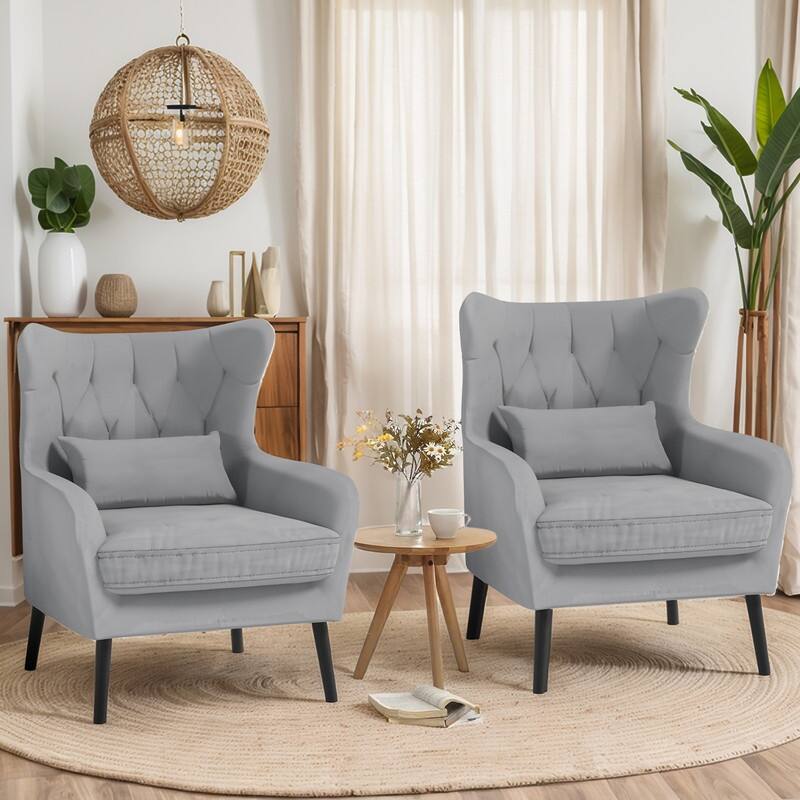 Velvet Accent Chair Upholstered Comfy Thick Cushion For Living Room