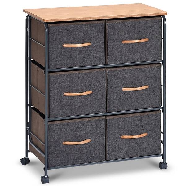 Shop 6 Drawer Fabric Display Dresser Storage Cabinet With Wheels Black Overstock 30088721