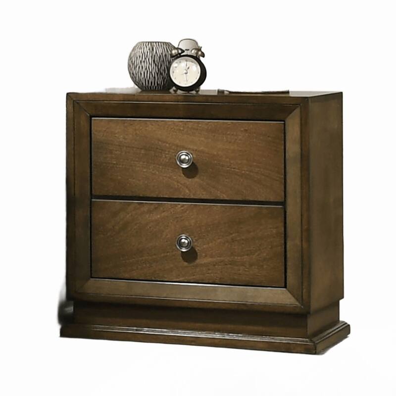 Walnut Finish 1pc Nightstand Bedside Table 2-Drawers