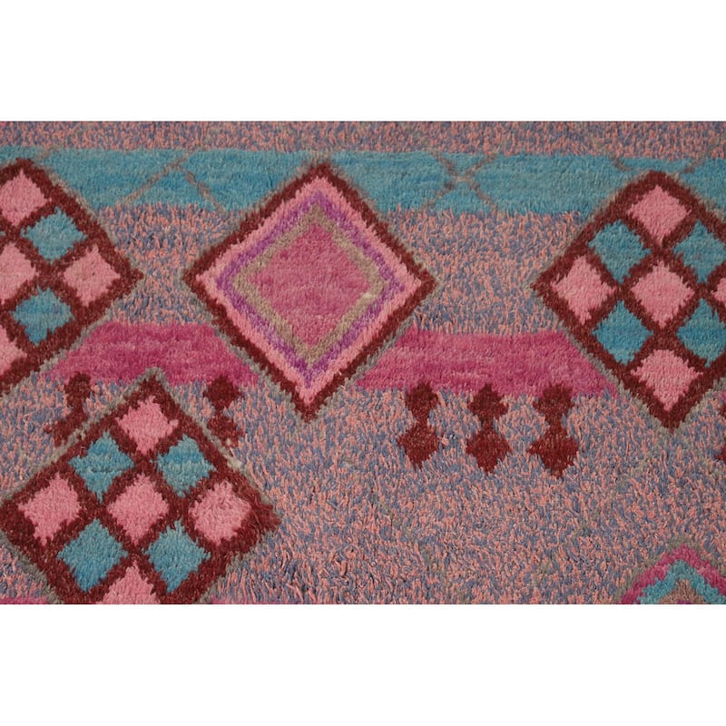 Tribal Moroccan Area Rug Hand-Knotted Oriental Wool Carpet - 6'11" x 10'9"