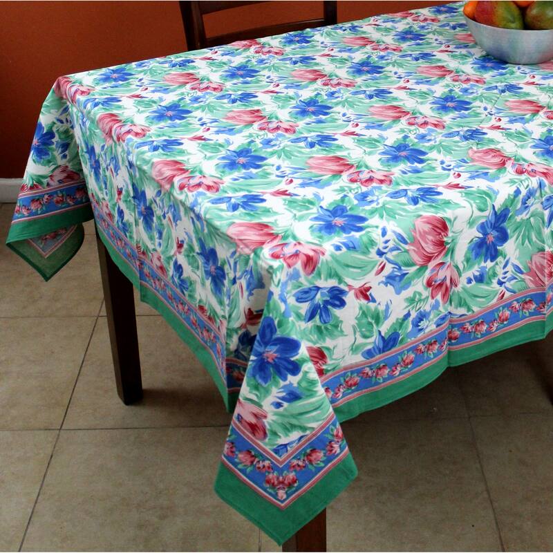 Artsy Brush Stroke Vibrant Floral Cotton Tablecloth Collection