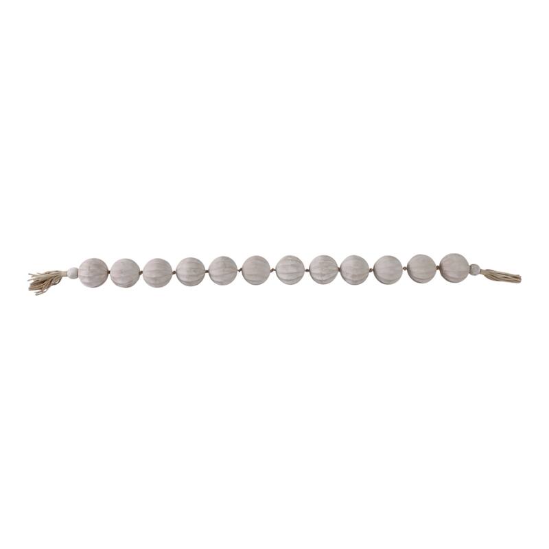 Bead Strand with Leather Tassel Accents - 53" x 3" x 3"