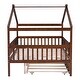 preview thumbnail 19 of 36, Creativity House Bed,Full Size Wooden House Bed with Twin Size Trundle,Solid Construction