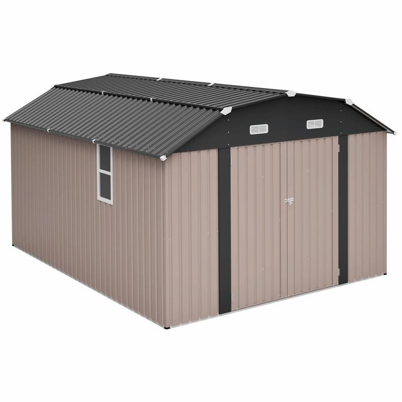 10' x 12' Outdoor Storage Shed, Heavy-Duty Rust-Resistant Steel Tool Shed with Floor Frame Kit