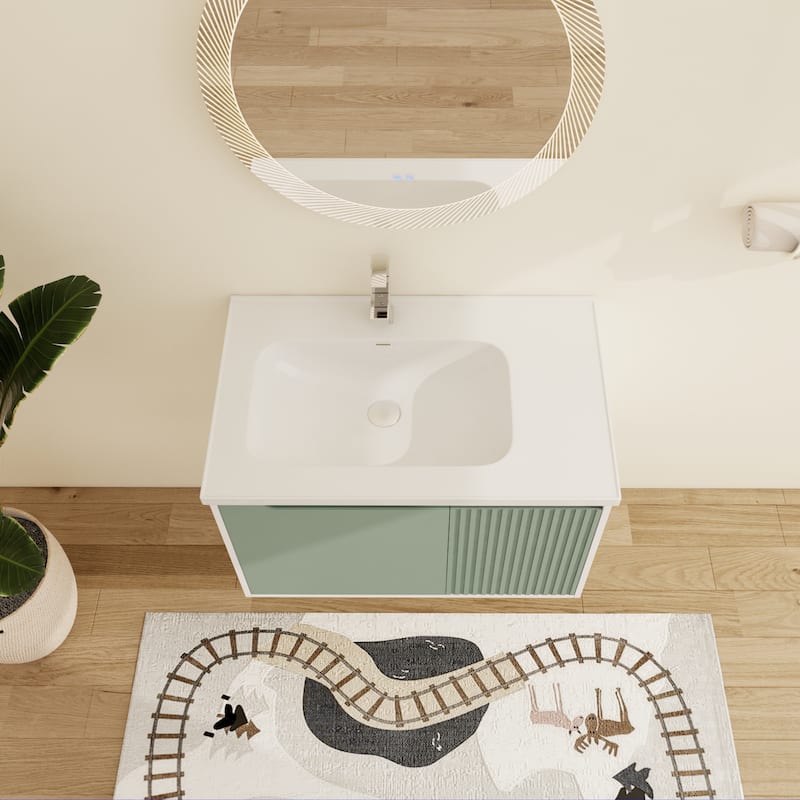 Malwee 32"/36"/40" Floating Bathroom Vanity, Wall Mounted Bathroom Vanity with Ceramic Sink,Soft Close Doors